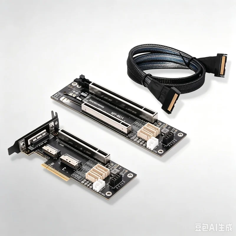 aa-for-adt‑link-pci‑e-40-x8-から-mcio-sff‑ta‑1016-ライザーアダプターカード-高速外部gpuスプリット拡張ボード-2u-4u対応