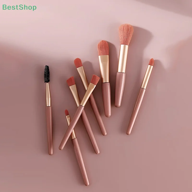 [[ريبيكا] مجموعة فرش مكياج ذات شعيرات ناعمة مكونة من 8 قطع، أدوات تجميل للمبتدئين، فرشاة بودرة ظلال العيون، فرشاة كريم الأساس