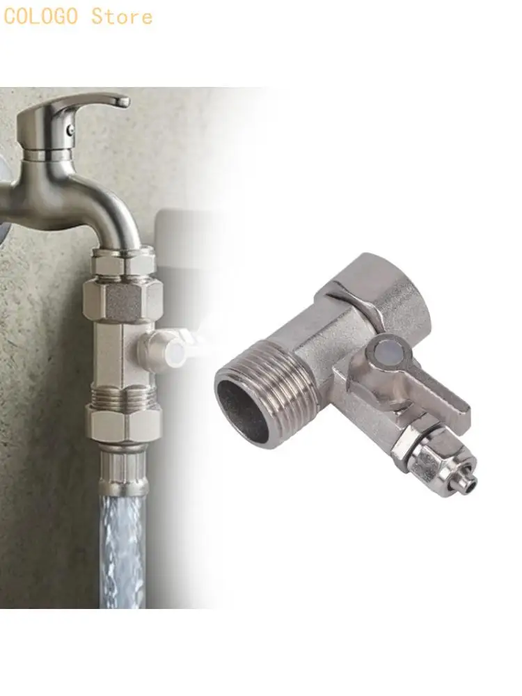 Water Line Split Piece 3 Way Faucet Branch Fitting with Metal Body and Turn Handle for Filter Connection Home Use D0LD