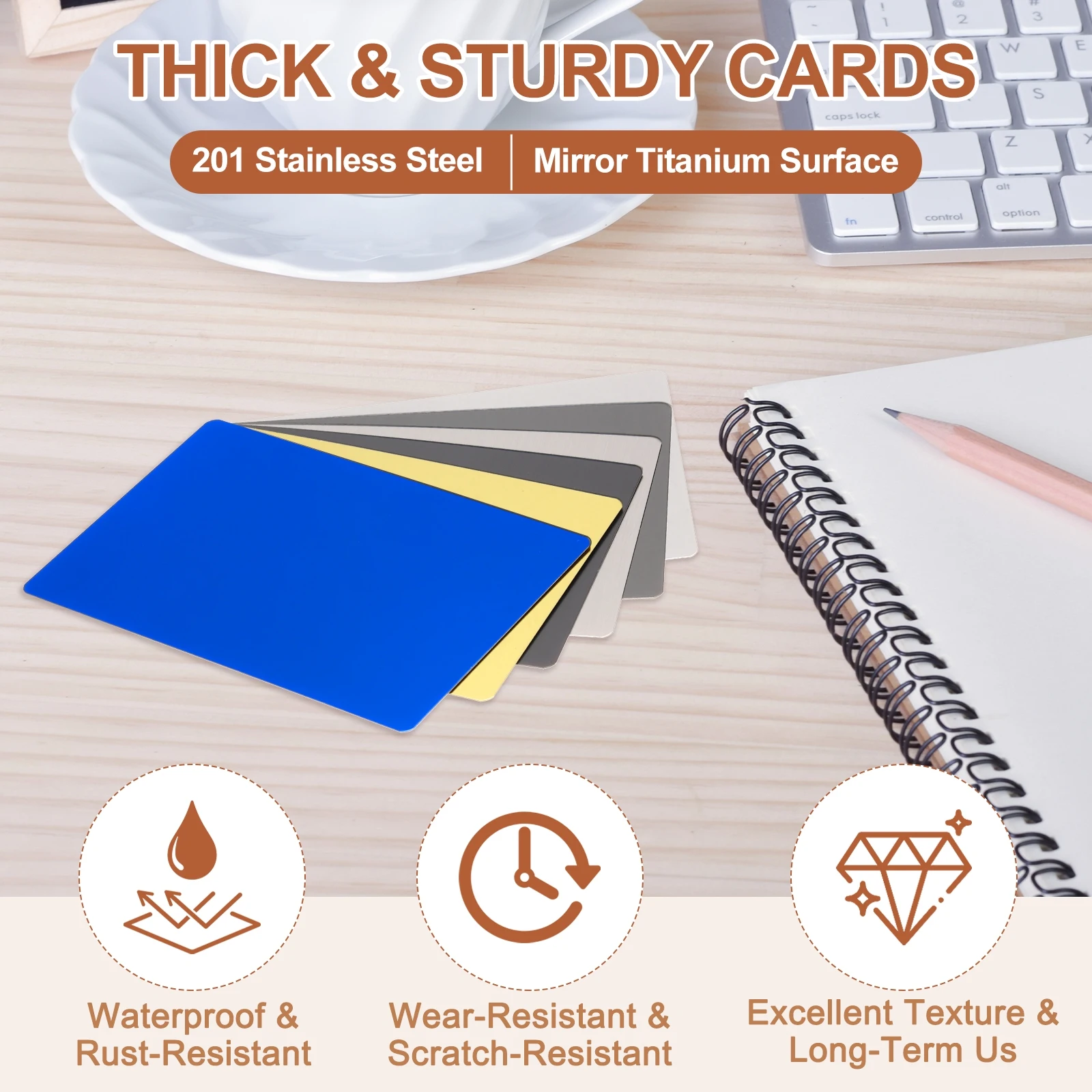 5/10 قطعة 0.6 مللي متر بطاقات الأعمال المعدنية السميكة 201 مرآة من الفولاذ المقاوم للصدأ التيتانيوم الليزر نقش بطاقات مخصصة فارغة CNC ورقة نقش