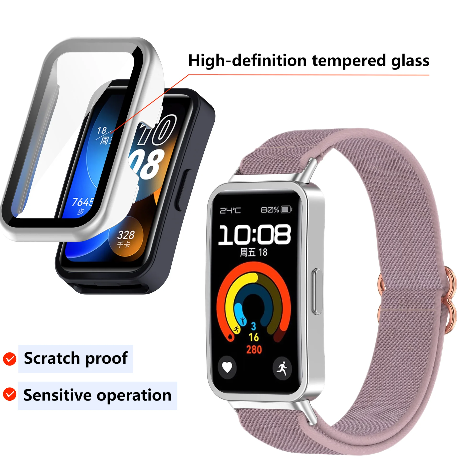 Glazen schaal voor Huawei band 10 case Screenprotector bumper voor Huawei band 10 9 8 NFC cover accessoires