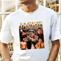 Jackie Chan Cotton T Shirts Men Snake and Crane Arts of Shaolin Movie China Kung Fu Fight Short Sleeve Graphic Classic T Shirts