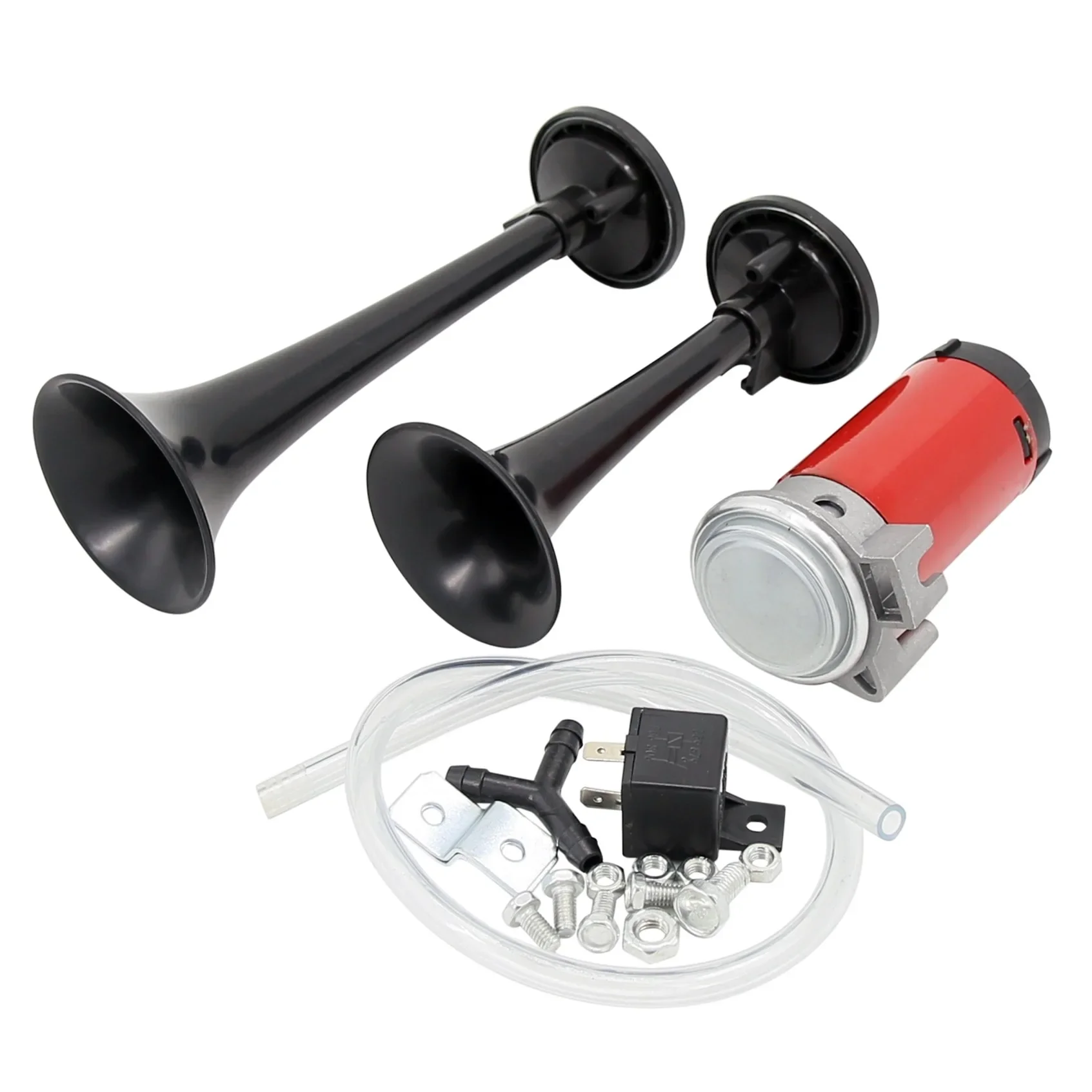 12V Car Motorcycle Modified Double Tube Electric Controlled Air Horn with Relay Whistle