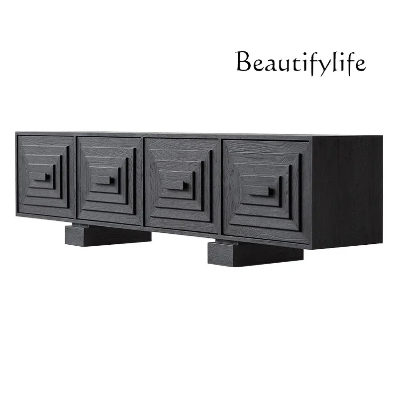 T10 Nordic Retro TV Cabinet Vinyl CD Record Cabinet Art Storage Magazine Carved Sofa Display Back Cabinet