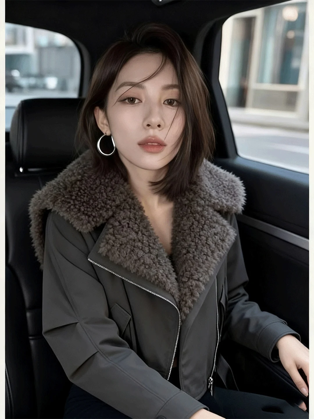 

Thiened Cotton Jaet Outerwear Fur Lined Vest 2025 New Sle Retro Commute Loose Fit Zipper Closure Long Sve Pure Color