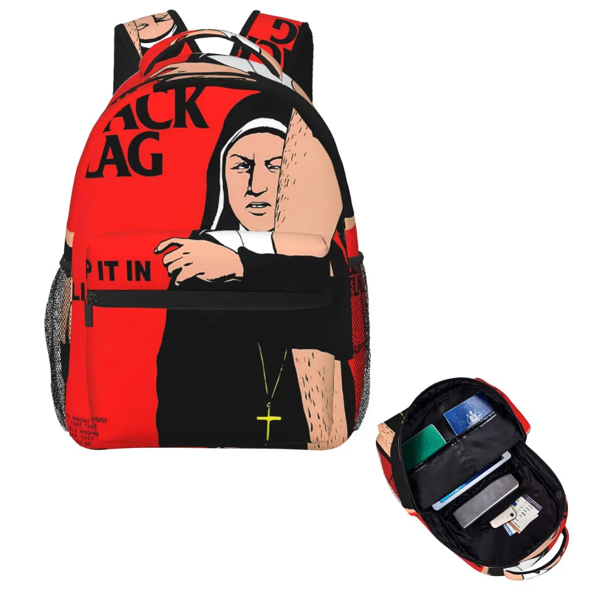 Black Flag Punk Rock Band Henry Rollins Student Backpack School Bag Hiking Travel Daypack for Boys Girls Bookbag Shoulder Bags