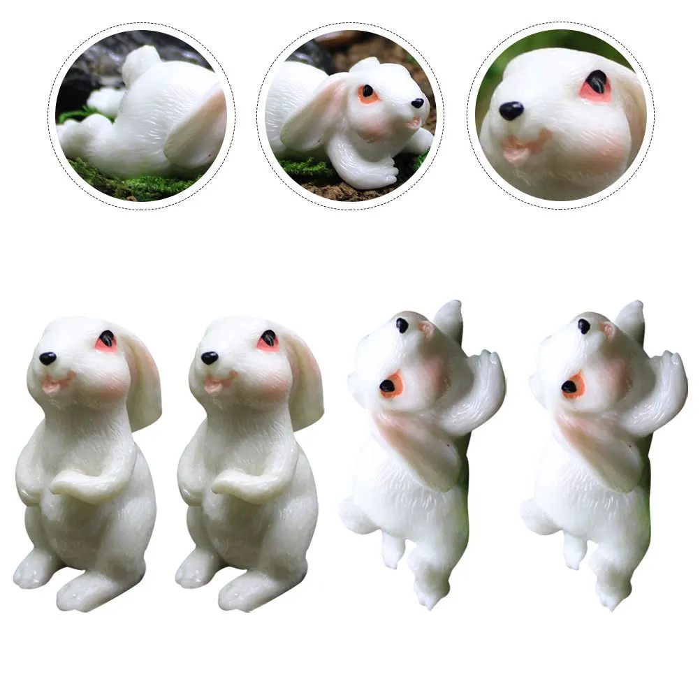 

4Pcs Multi-Functional Succulent Bonsai Rabbit Decor Durable Lightweight Mini Garden Desktop Adornment Kids Room Decoration