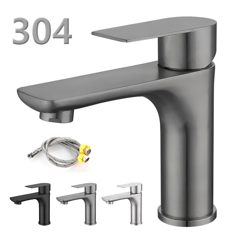 304 Stainless Steel Washbasin Faucet Dual Control of Hot and Cold Water Metal Faucet G1/2 Toilet Basin Sink Bathroom Stopcock