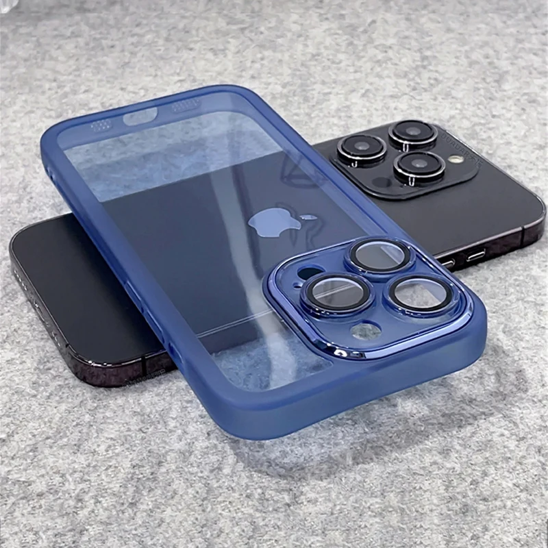 With Lens Protection Phone Transparent Case For iPhone 11 12 13 14 15 16Pro Max 15Plus Anti-slip Soft Silicone Clear Cover image 2