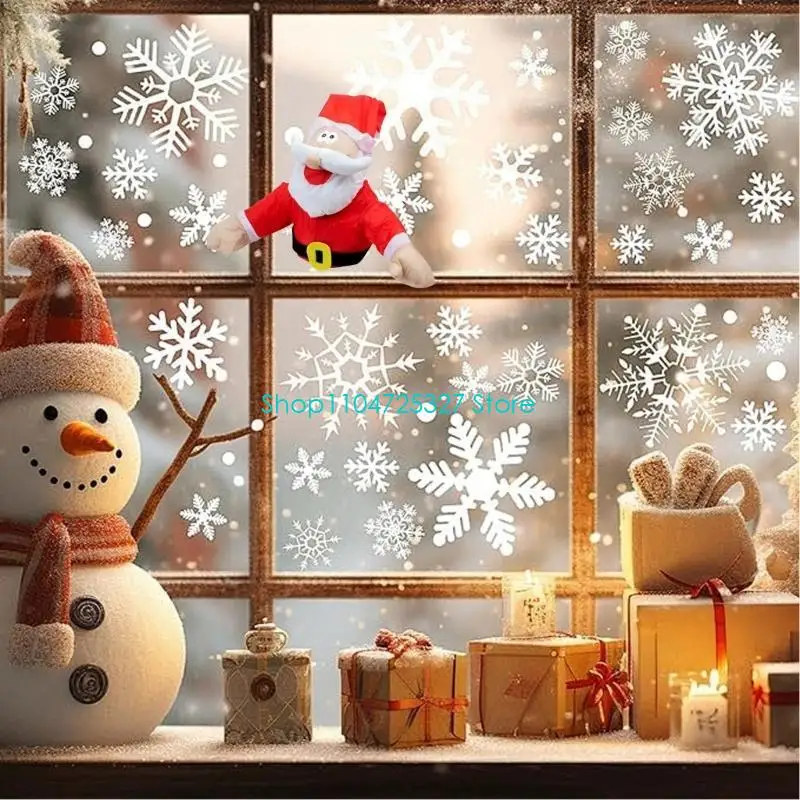 D8KF مضحك زينة نافذة عيد الميلاد، تحطمت سانتا الرسوم المتحركة فرحان هدية عيد الميلاد #3