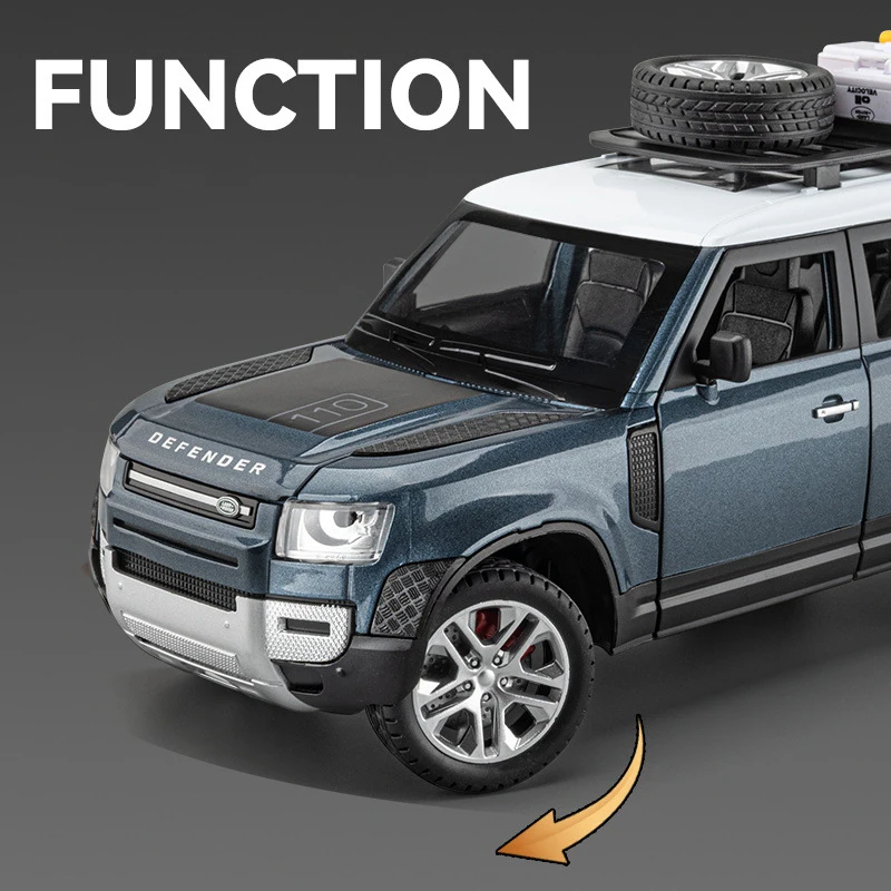 1:24 Land Rover Defender With Tools Alloy Diecasts & Toy Vehicles Toy Car Model Sound and light Collection Kids Toy Gift