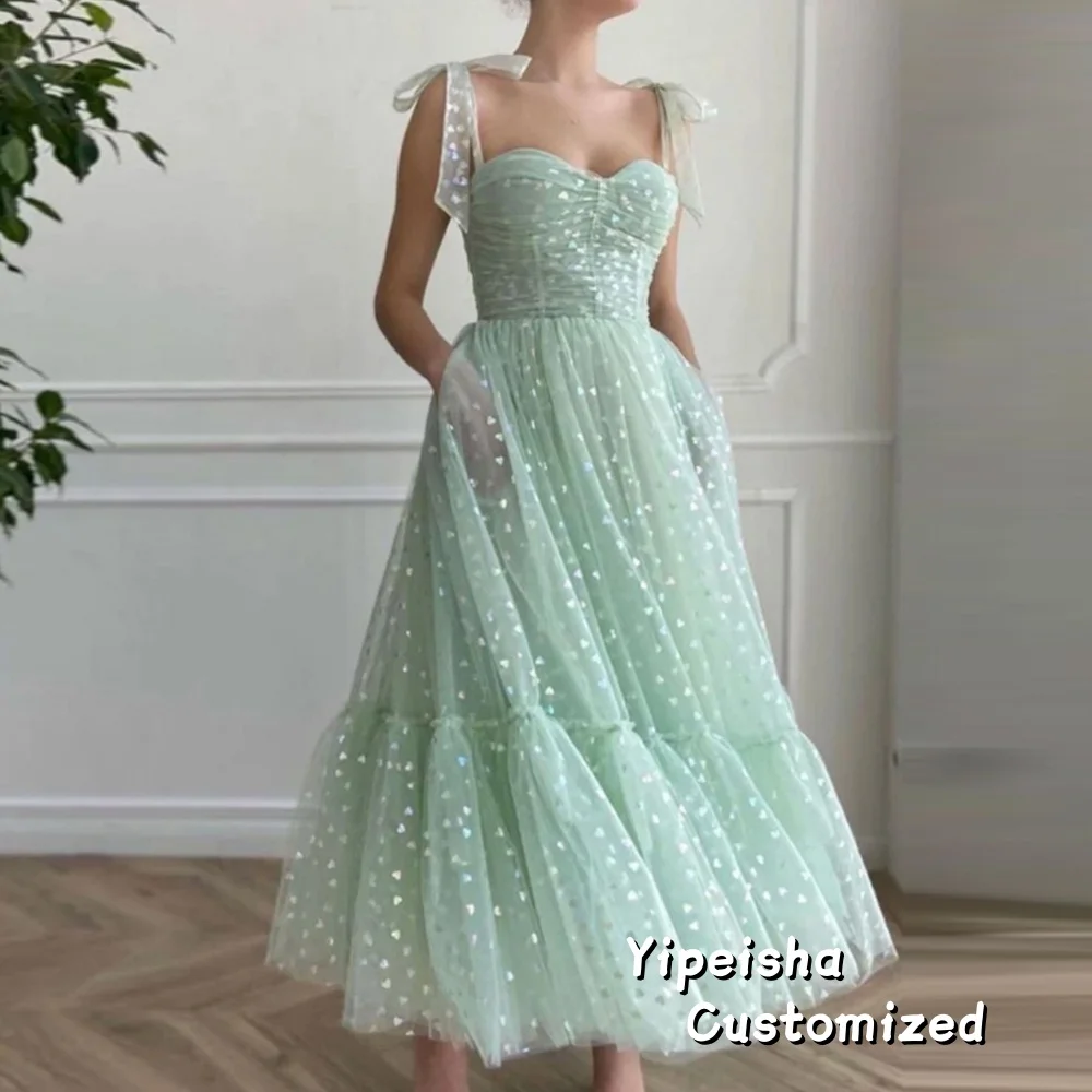 

Очаровательное платье для выпускного вечера с пайетками и пайетками на тонких бретельках по индивидуальному заказу, вечернее платье трапециевидной формы без рукавов до щиколотки с бантом на молнии