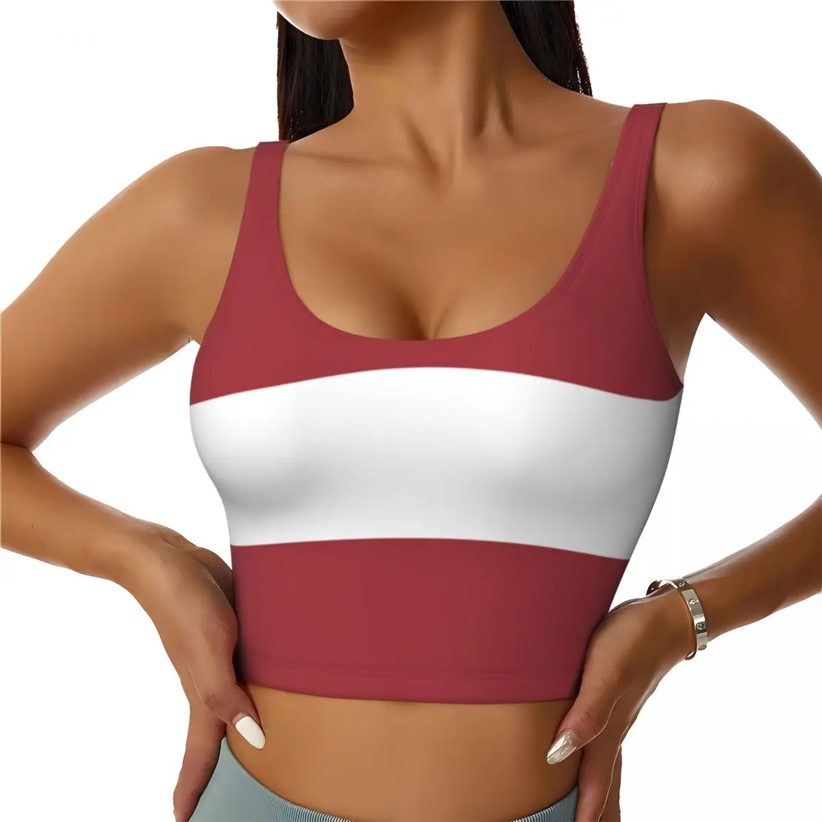 Sports Bra Women Running Yoga Clothes Vest Latvia Flag Gathering Fitness Vest