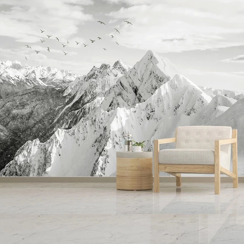 Custom Mural Wallpaper 3D Black White Nature Mountain Art Landscape Study Living room sofa TV background wall bedroom restaurant