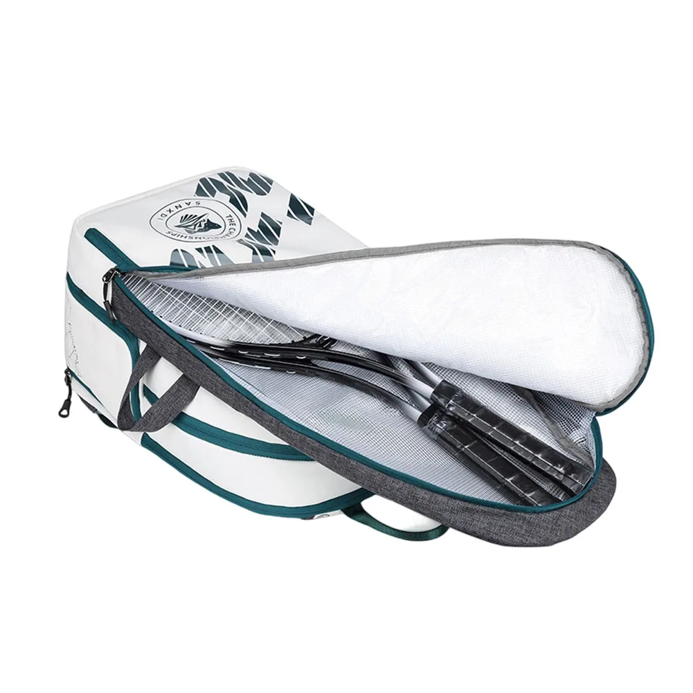 Insulated Tennis Paddle Backpack Made from Recyclable Polyester and EVA with Racket Storage Laptop Compartment and Shoe Pocket