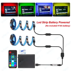 USB Led Strip Light Zasilany z baterii 17-klawiszowe sterowanie RF RGB Elastyczna taśma wstążkowa Lampa TV Back Light Scooter Bicycle Led Lighting