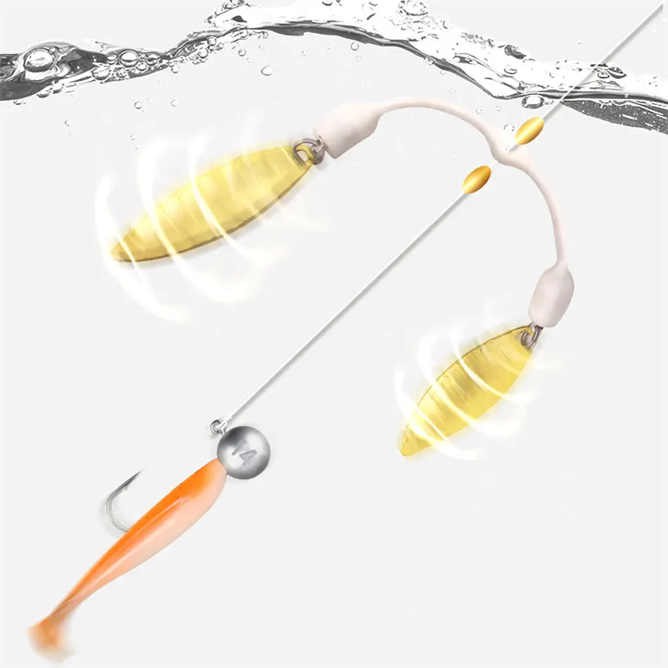 Topranc 20 Stück Flash Tail Köderzubehör, Geräuscherzeugende Glitzer-Weidenblatt-Metallköder, Jigging-Minnow-Angelzubehör – Detail 2