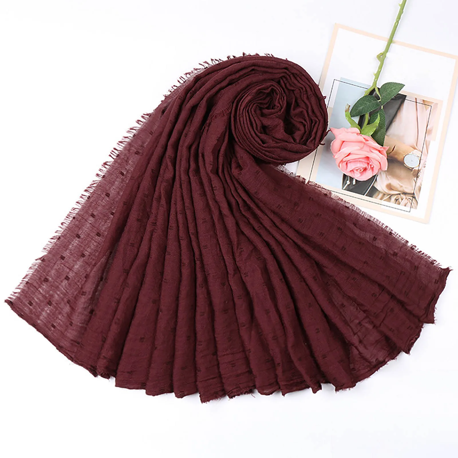 Women Classic Muslim Crinkle Hijab Scarf Soft Cotton Head Scarves Turban Shawls Wraps Islamic Headband Femme Musulman Headcover