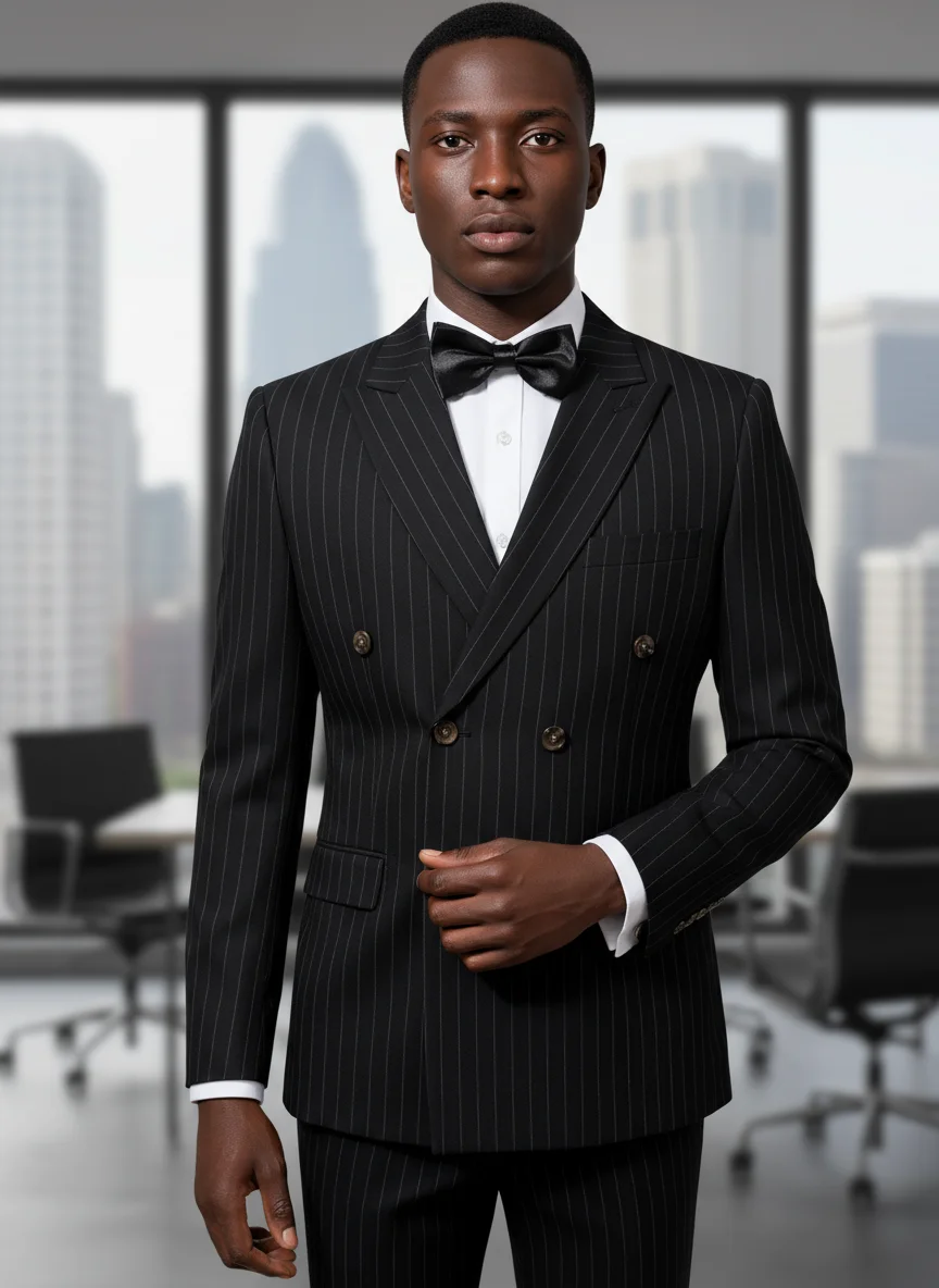 

ST Cassy Высококачественные черные полосатые костюмы для мужчин, облегающая роскошная мужская одежда, элегантный мужской костюм, костюмы для свадебных трендов