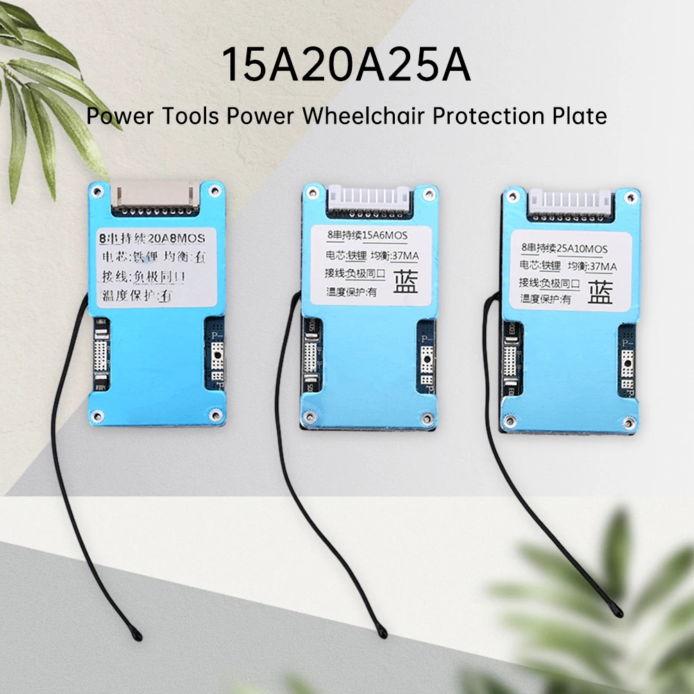 BMS 8S LiFePo4 Akumulator 24V 15A 20A 25A Zbalansowany korektor płytki ładującej z ochroną temperatury NTC Wspólny port do Escooter