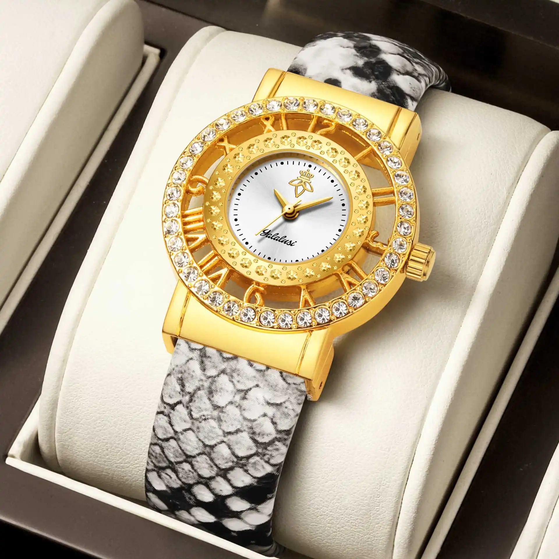 New Women'S Wristwatch, Snakeskin Strap, Skeleton Dial, Bracelet Watch, Luxury Quartz Watch, Women'S Design Watch, Women'S Gift.