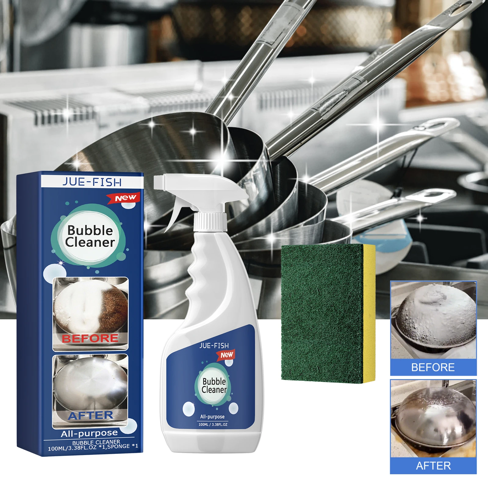 Limpador de espuma para graxa de cozinha, exaustor de parede, panelas, limpador de graxa