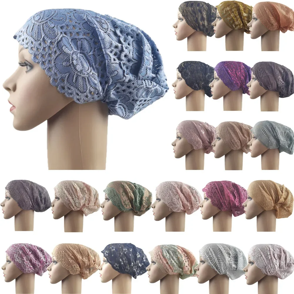 

Lace Underscarf Hijab Inner Hat Muslim Women Ninja Cap Bone Bonnet Tube Turban Islamic Headscarf Beanie Ramadan Under Scarf Arab