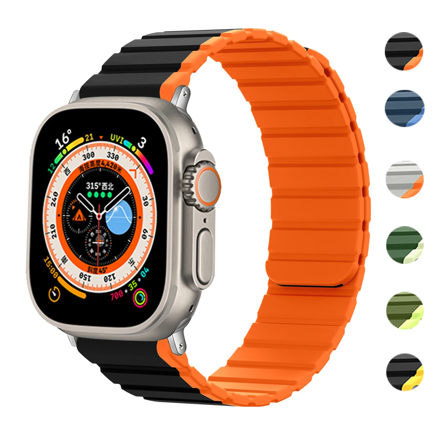 

Silicone Magnetic Loop Strap for Apple Watch IWatch Ultra 8 7 5 6 SE Band 49MM 45MM 44MM 41MM 40MM Watchband Bracelet Correa