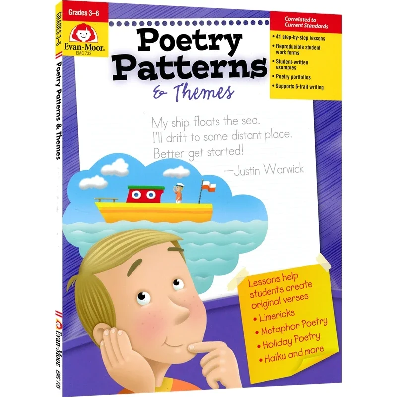 Evan-Moor Poetry Patterns & Themes, Grade 3-6 Workbook,aged 8 9 10 11 12, English book 9781557997333