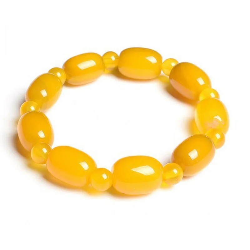 

Barrel Beads plus Spacer Beads Yellow Agate Bracelet Gift Men's and Women's Bracelets Cross-Border Supply Buddha Beads Braceletf