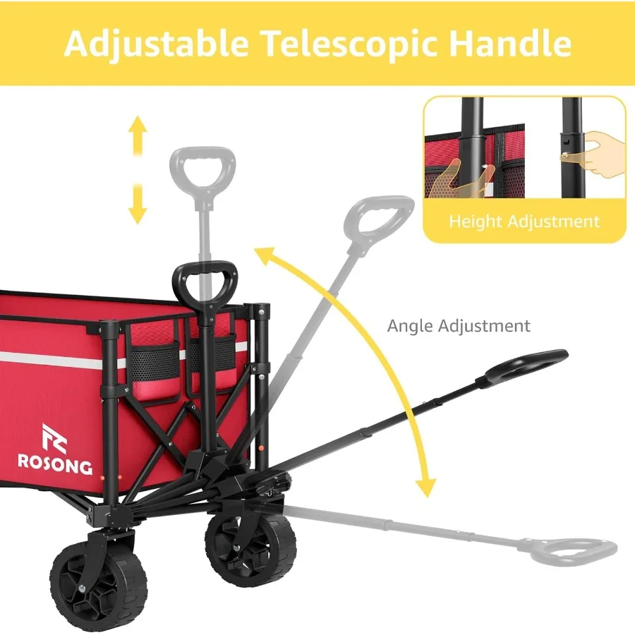عربة عربة قابلة للطي بعجلات قابلة للطي وقابلة للطي وعربات شديدة التحمل للبقالة والرياضة والحديقة والتسوق والتخييم #6