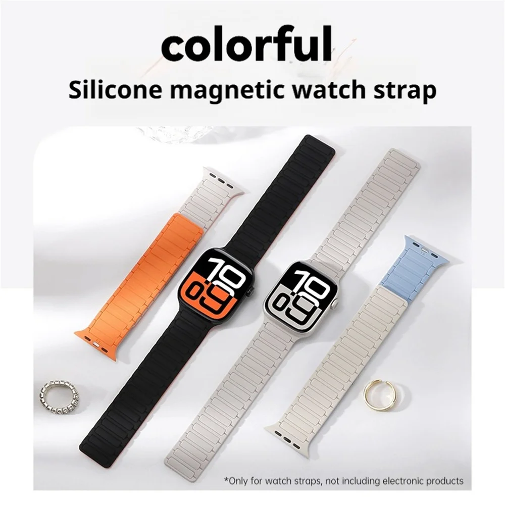 Magnetic Loop For Apple Watch Bands 44mm 40mm 49mm 45mm 41mm 46mm Silicone Bracelet iWatch Series11 10 9 8 7 6 Se ultra 3 strap
