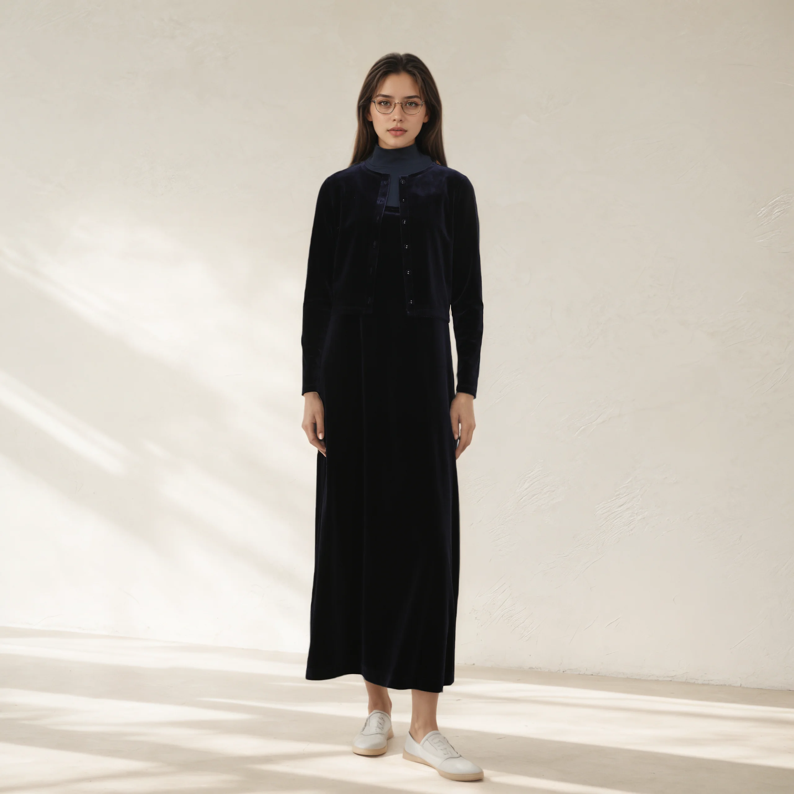 Otoño Invierno mujer vestido de manga larga traje de Color sólido tirantes vestido largo de un solo pecho moda cárdigan conjunto Casual femenino