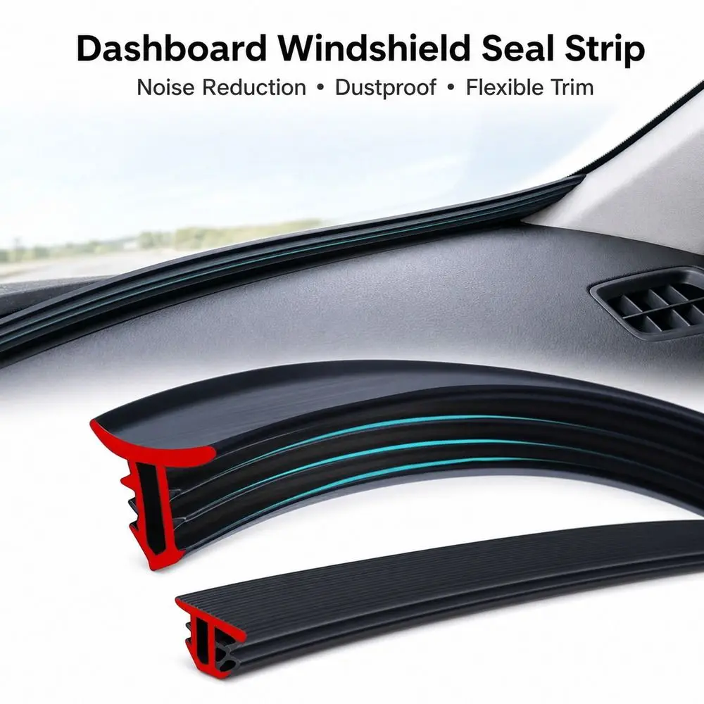 Rubber Material Dashboard Seal Strip Noise Insulation Sound Dampening Windshield Gap Filler Dustproof Design Flexible Trim