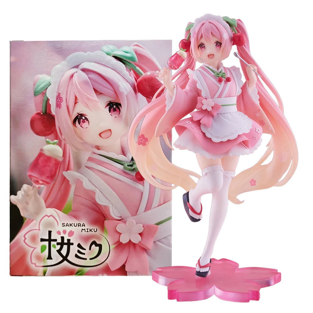 18CM Anime Hatsune Miku Figure Sakura Future Japanese Tea House Waiter Model Toy Gift Collection Action Figure PVC Doll