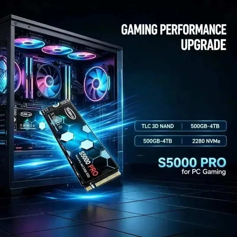 S5000 PRO M2 SSD PCIe3.0 NVMe M.2 500GB 1TB 2TB 4TB Internal Solid State Disk High Speed Hard Drive For Desktop Laptop PC