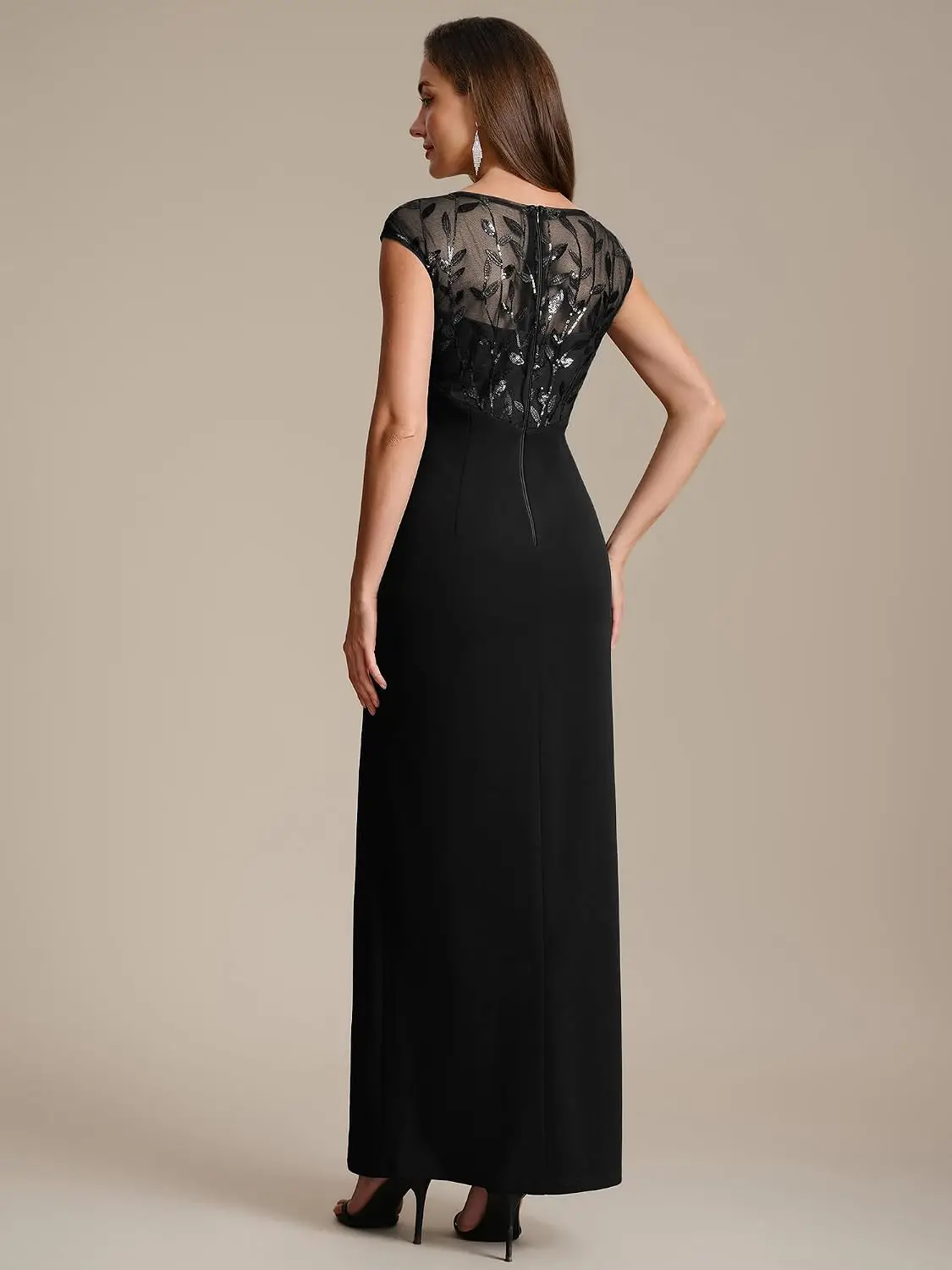 Maxi Sequin Ruched Formal Mother of the Bride Dresses