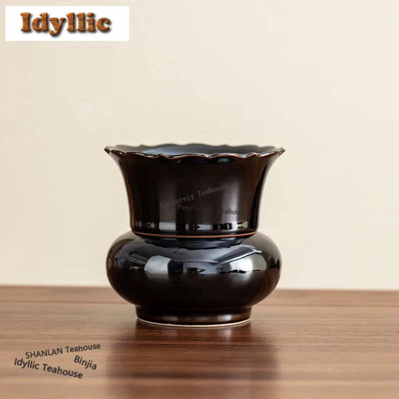 Purple Gold Glaze Jianshui Washing Cup Bowl Writing-brush Washer Tea Garbage Can Tea Residue Barrel Chaxi For Tea Ornaments Gift