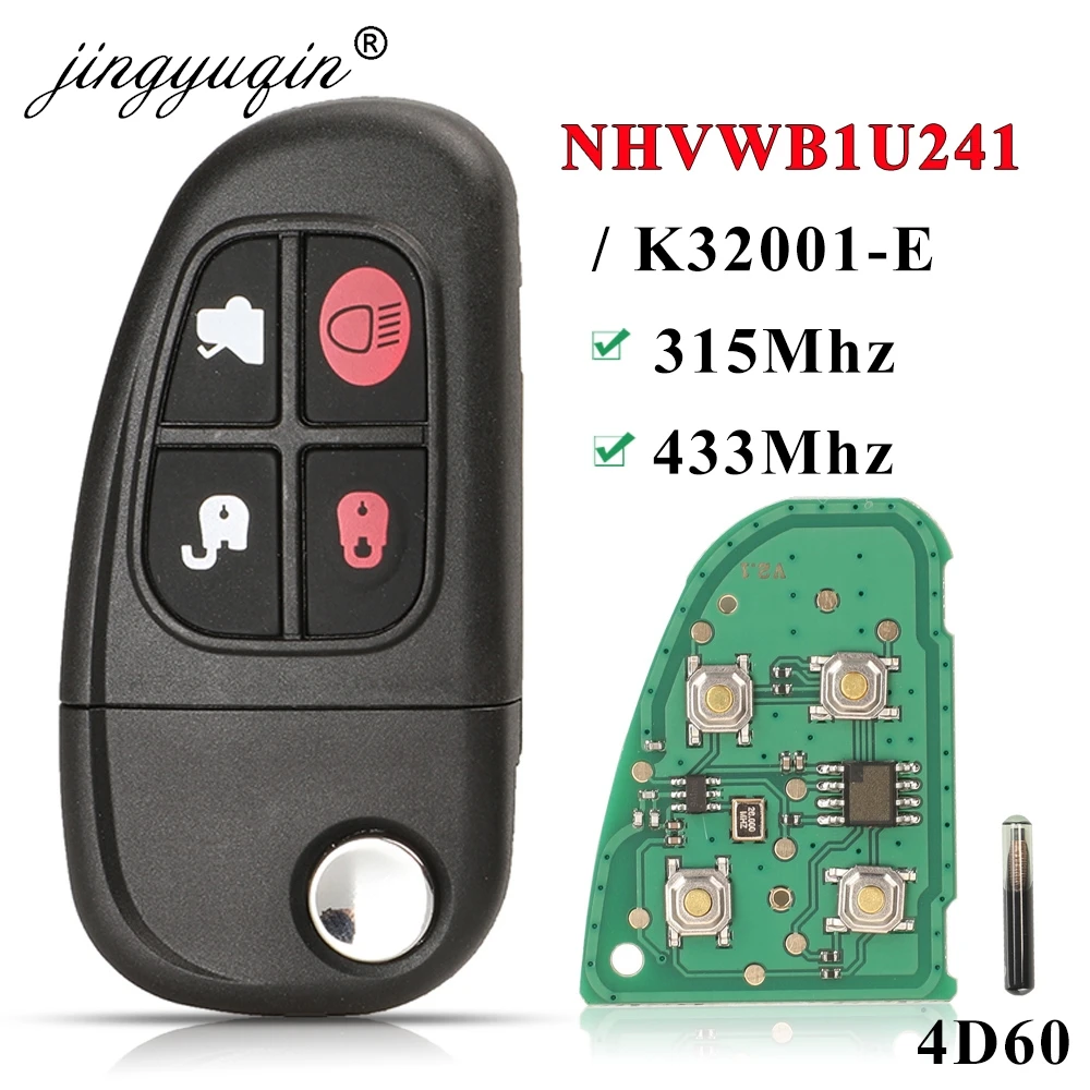 jingyuqin Car Remote Key For Jaguar X S Type 1999-2009 XJ XJR XJ8 315/434 Mhz 4D60 Chip Auto Smart Control Flip Key NHVWB1U241