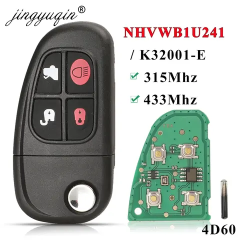 Jingyuqin llave remota de coche para Jaguar X S tipo 1999-2009 XJ XJR XJ8 315/434 Mhz 4D60 Chip Auto Control inteligente llave abatible NHVWB1U241