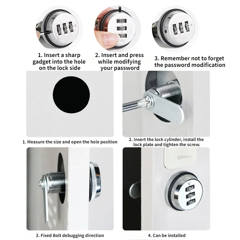 3 Digit Security Password Keyless Drawer Cam Lock Combination Coded Door Cabinet Home Hardware Zinc Alloy Mail Box