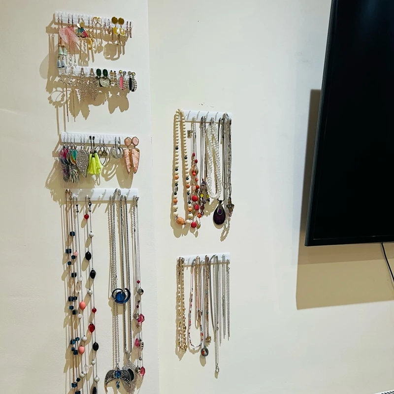 9 Pcs Adhesive Paste Wall Hanger Storage Jewelry Display Jewelry Hooks Holder Storage Organizer Earring Ring Necklace Hanger