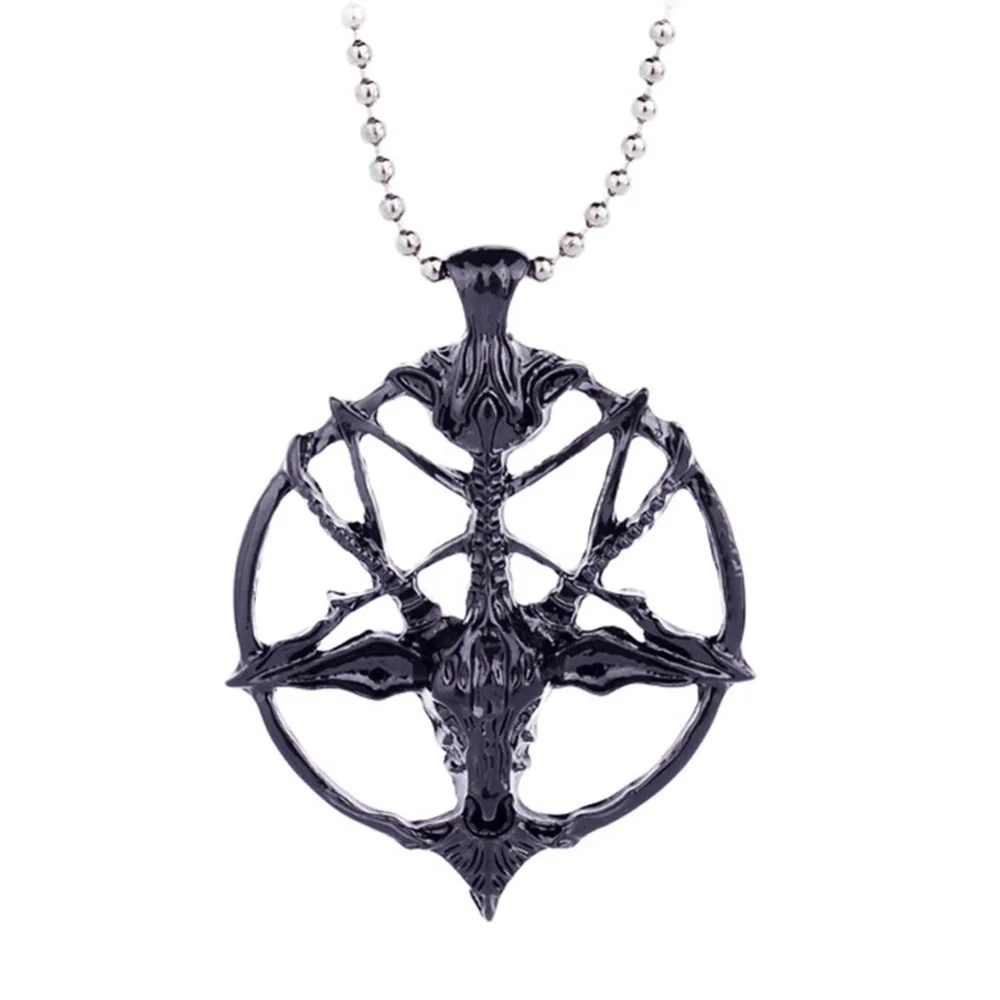 Baphomet Inverted Pentagram Goat Head Pendant Necklace Bread Sheepshead Sigil Laveyan Lavey Necklaces & Pendant #277772