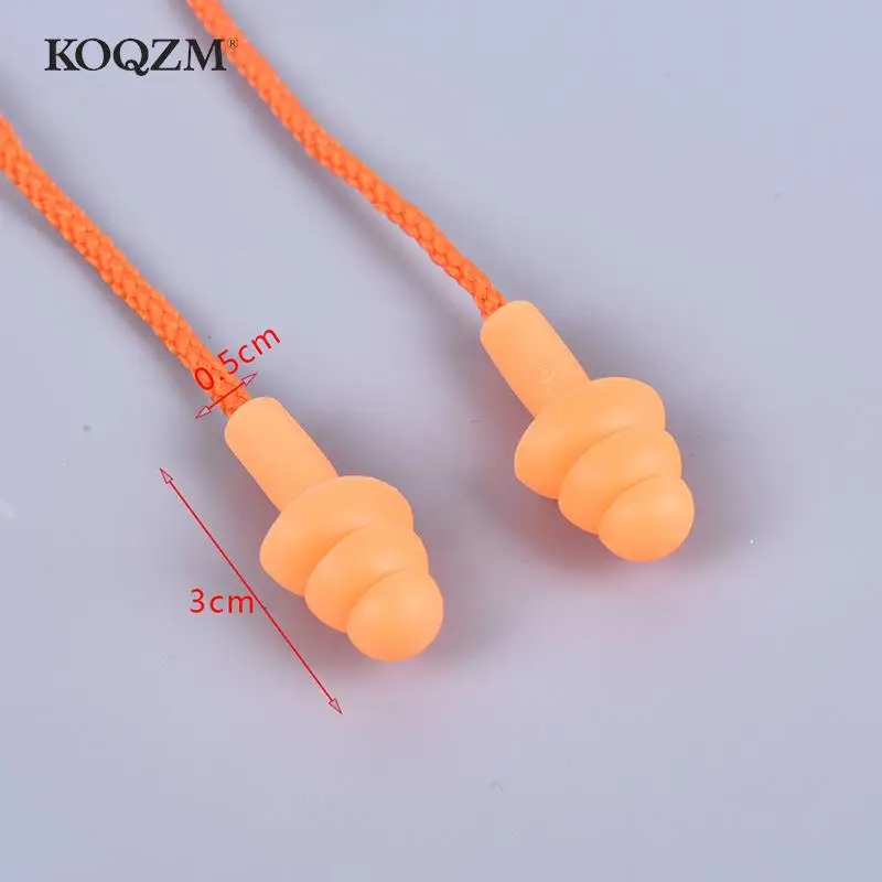 Soft Anti-Noise Ear Plug Waterproof Swimming Silicone Swim Earplugs For Adult Children Swimmers Diving With Rope