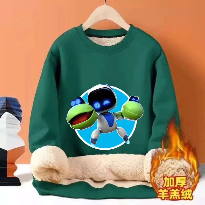 Astro Bot Men's New Winter Warm Fleece Lined T Shirt Thick Crew Neck Basic Pullover Sweatshirt Thermal Autumn Winter Top Clothes