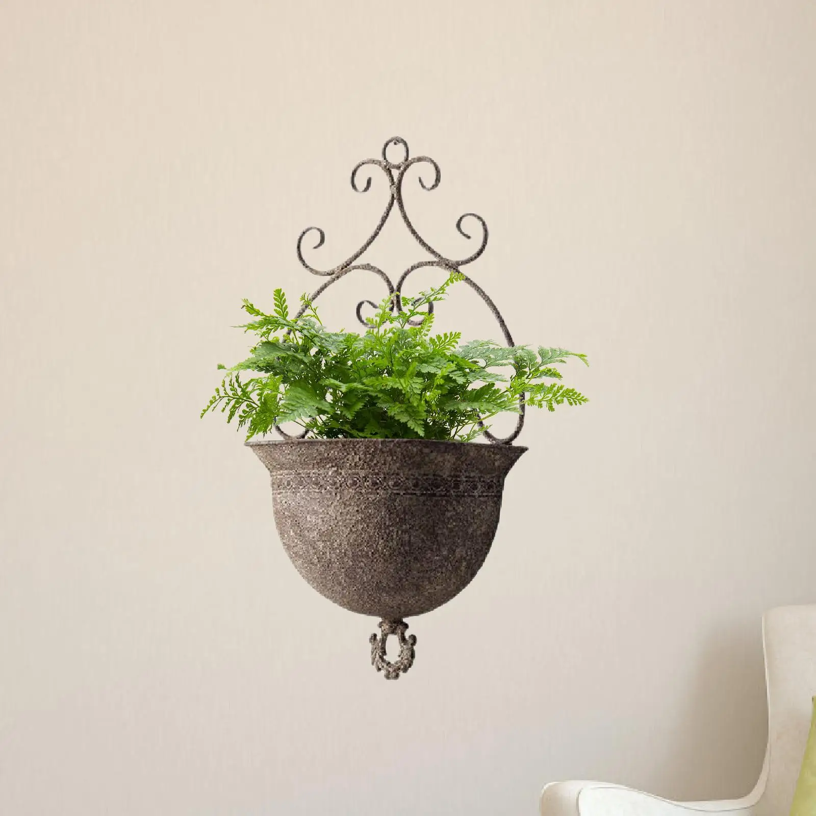 

Indoor Outdoor Iron Wall Mounted Planter Basket Rustic Flowerpot Vase Holder for Yard Garden Balcony Decor