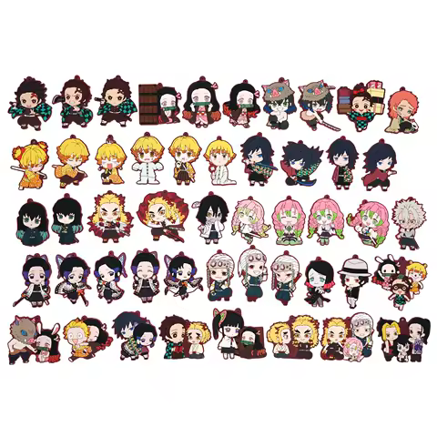 Demon Slayer Anime Kamado Tanjiro Rengoku Kyoujurou Hashibira Inosuke Iguro Obanai Kanroji Mitsuri Rubber Keychain Ornament Toys