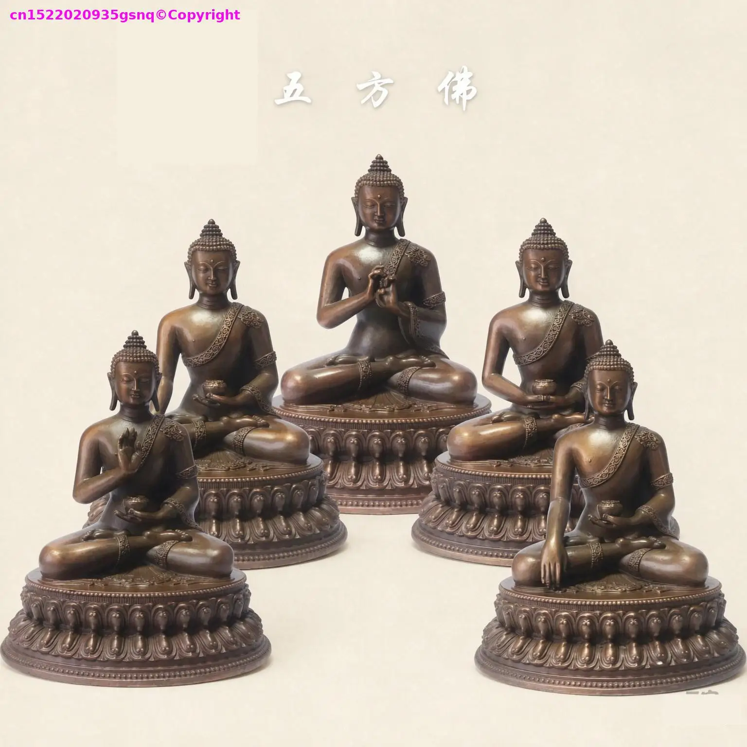 TOP Copper figure of Buddha Exquisite copper carving rare buddha Vairocana Aksobhya Savioress Buddhist monk sacrifices worship
