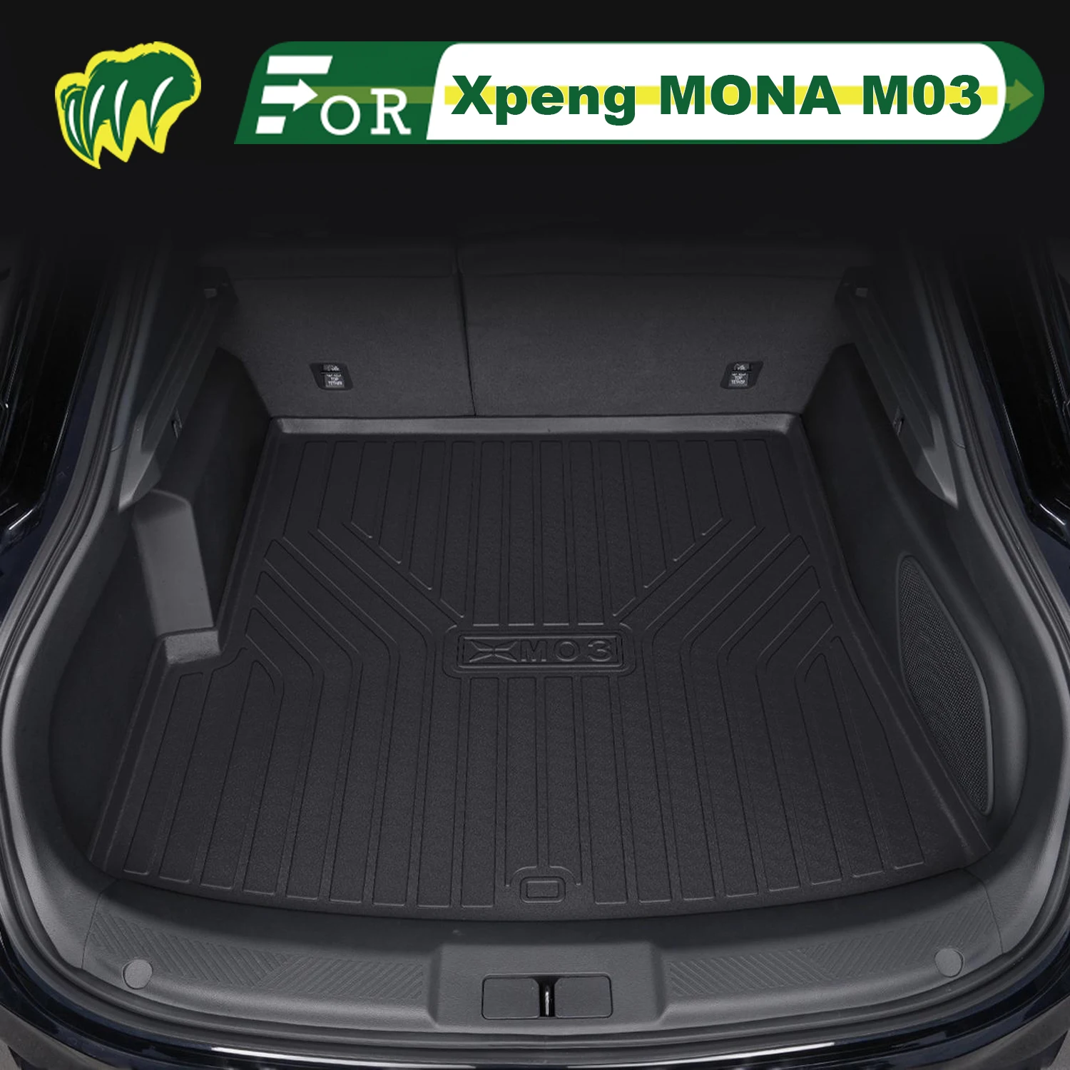 

For Xpeng MONA M03 2024-2025 TPE Custom Fit Car Trunk Mat All Season Cargo Mat 3D Shaped Trunk Liner Chair-back Protection Mat