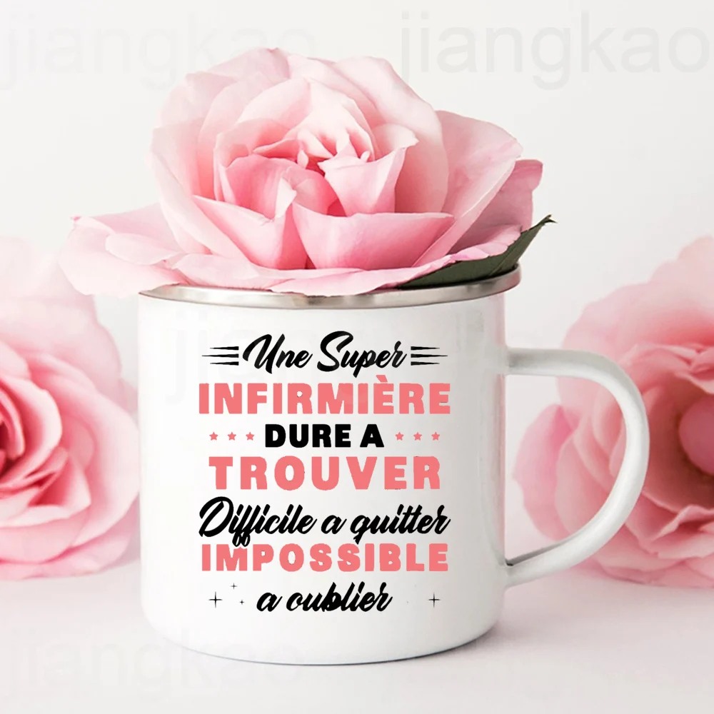Best Nurse in The World Rainbow Printed Enamel Mugs Coffee Cups Drinks Juice Mug Hot Cocoa Milk Handle Cup Gift for Infirmiere
